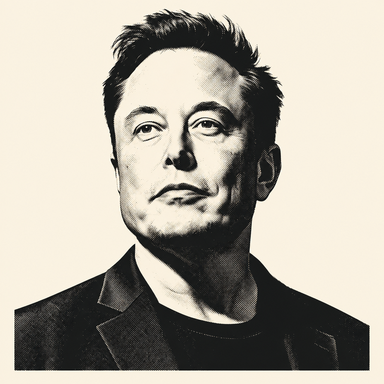Stencil portrait of Elon Musk
