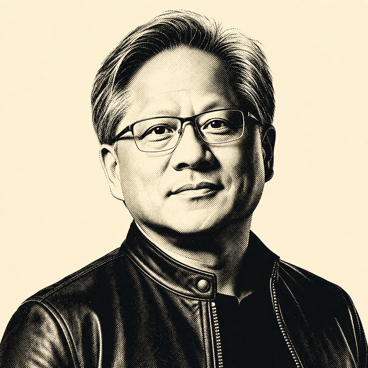 Stencil portrait of Jensen Huang