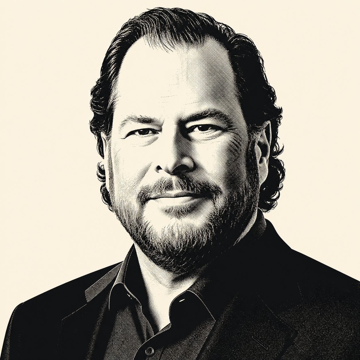 Stencil portrait of Marc Benioff