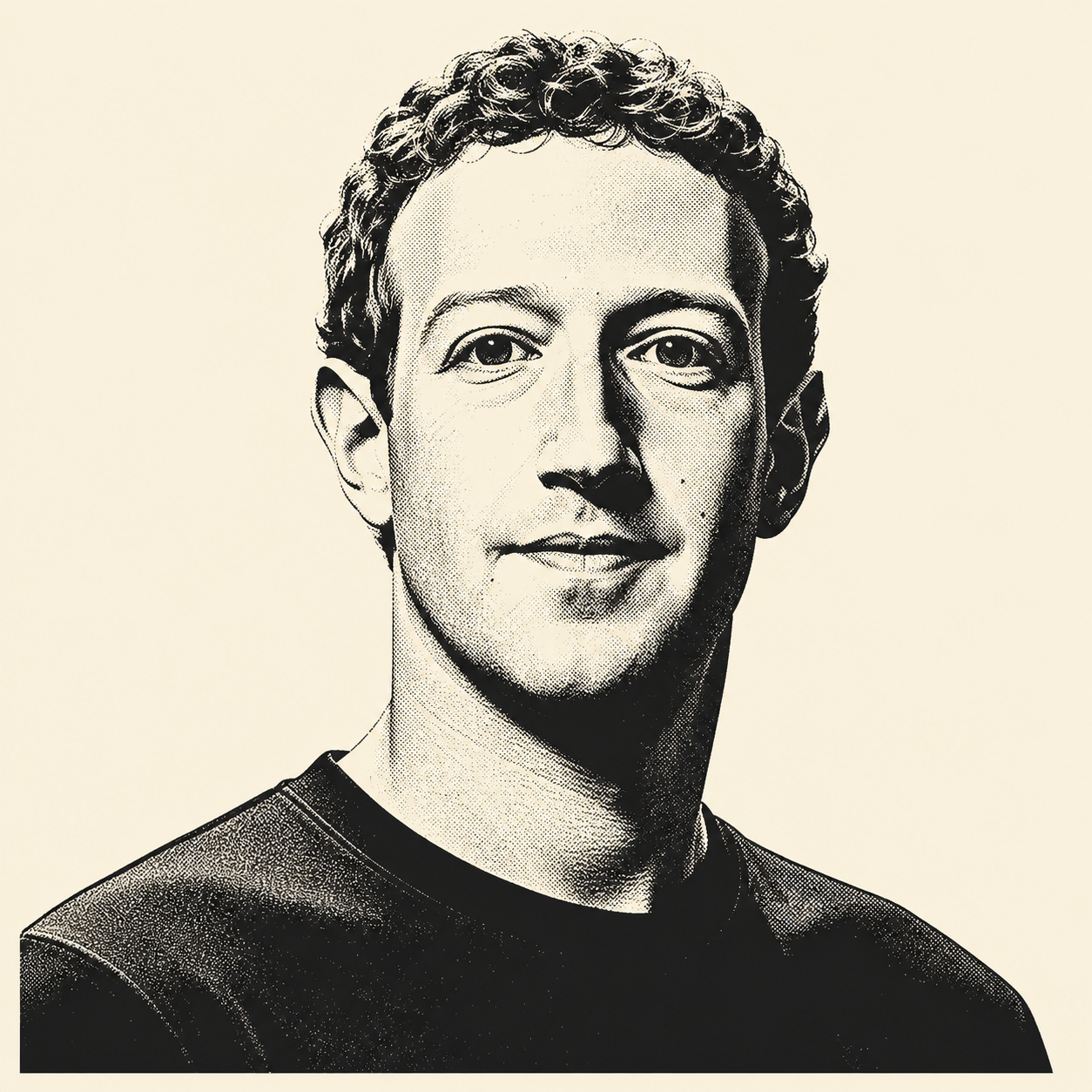 Stencil portrait of Mark Zuckerberg