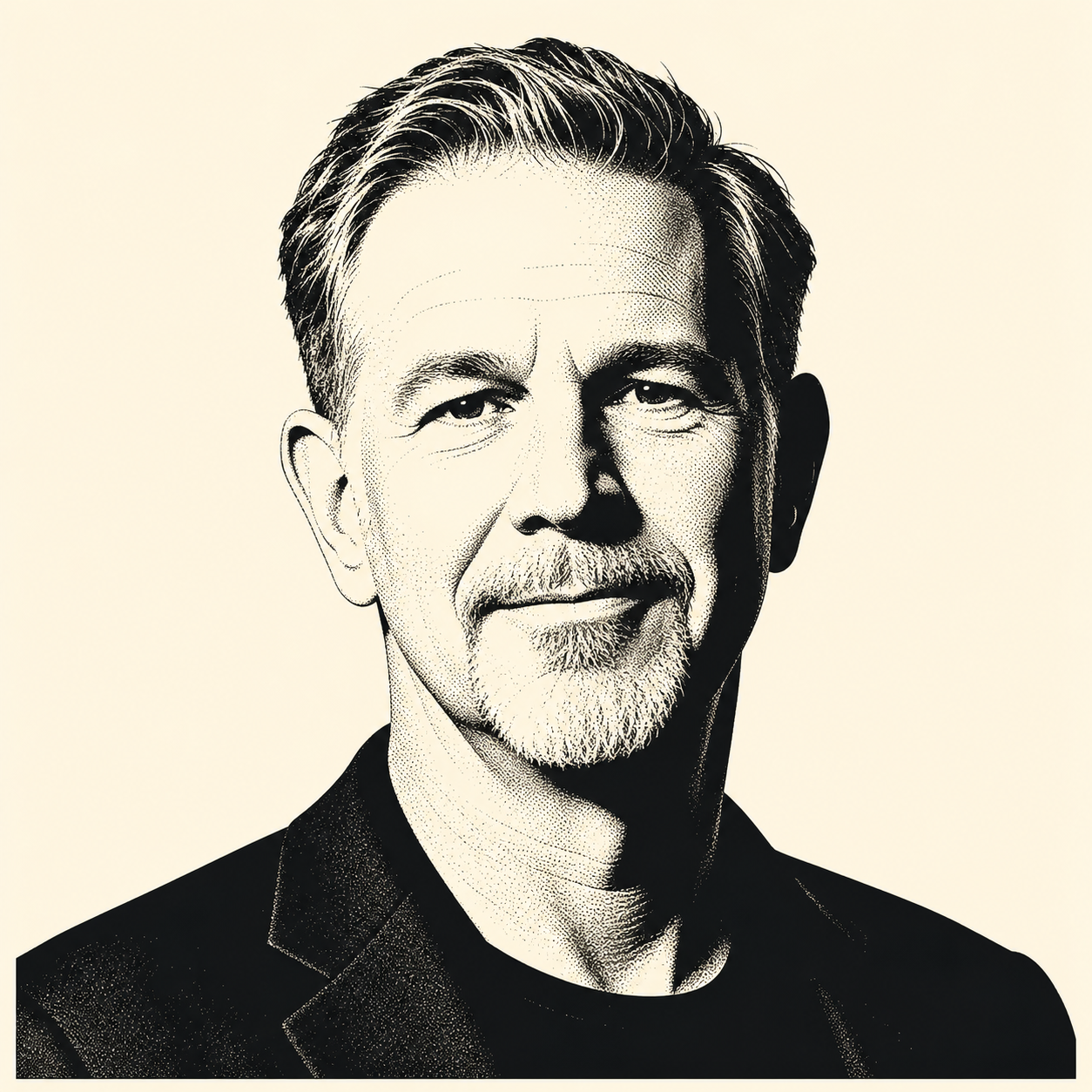 Stencil portrait of Reed Hastings