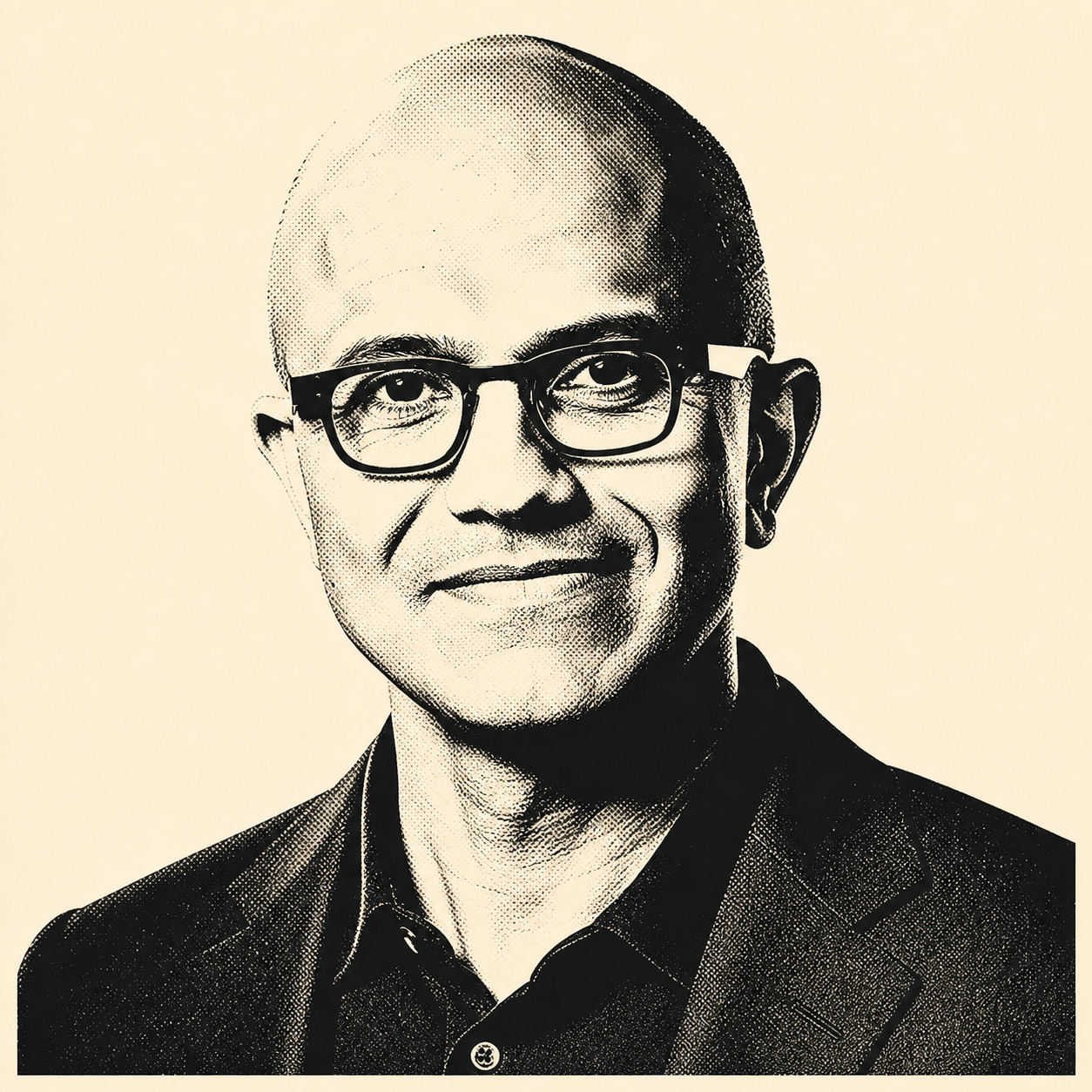 Stencil portrait of Satya Nadella